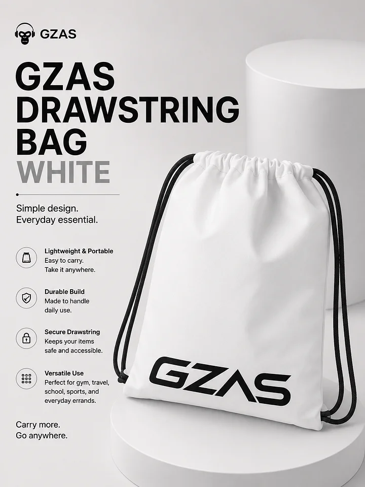 GZAS Drawstring Bag White product image (2)
