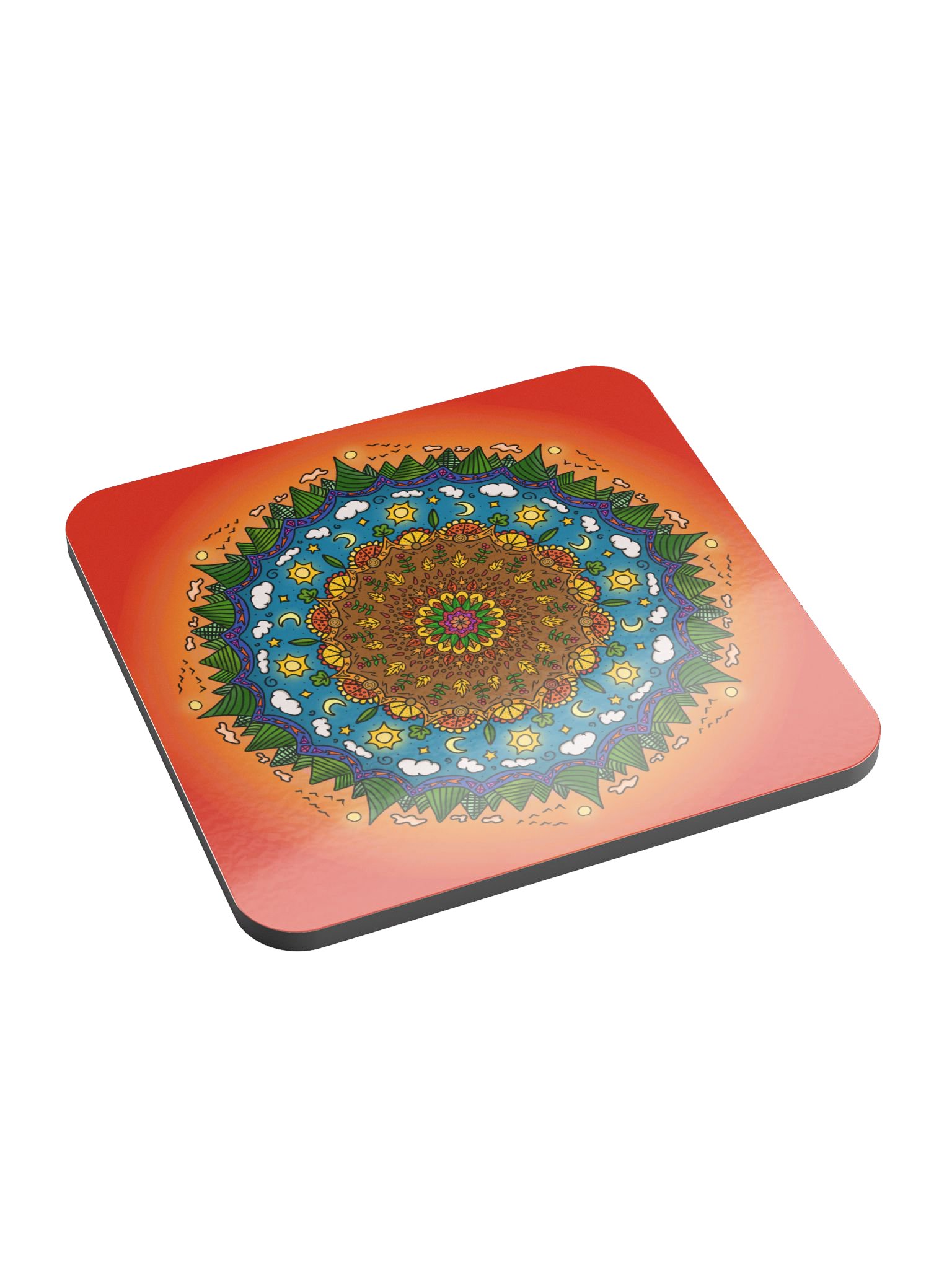 Fall mandala - Glossed Cork Coaster product image (1)