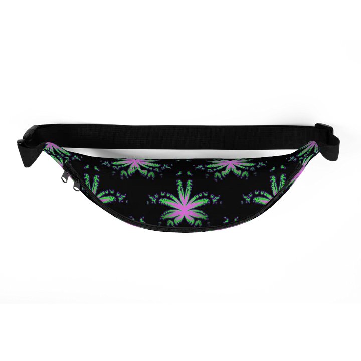Cannabis Leaf 420 Fanny Pack, Pink Neon Green Black Stoner Bag, Weed Lover Accessory product image (2)