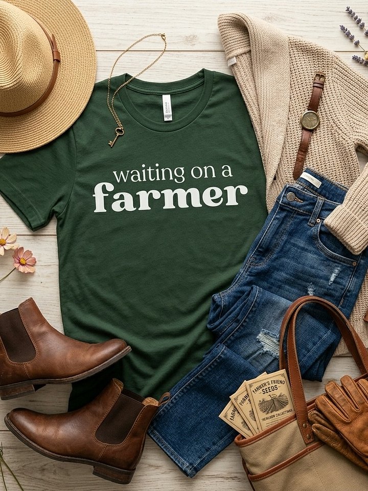 Waiting on a Farmer Farm Life T-shirt product image (1)