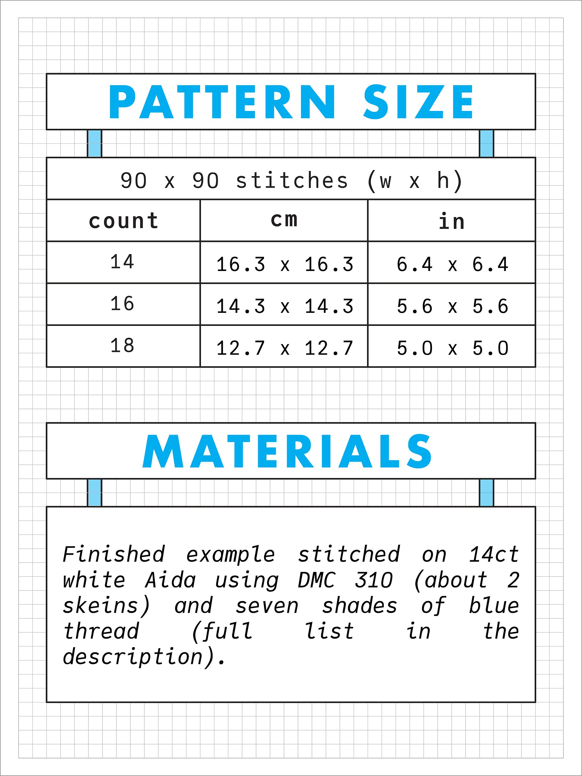 Blue Sky • Blackwork Cross Stitch Pattern • PDF Digital Download product image (3)