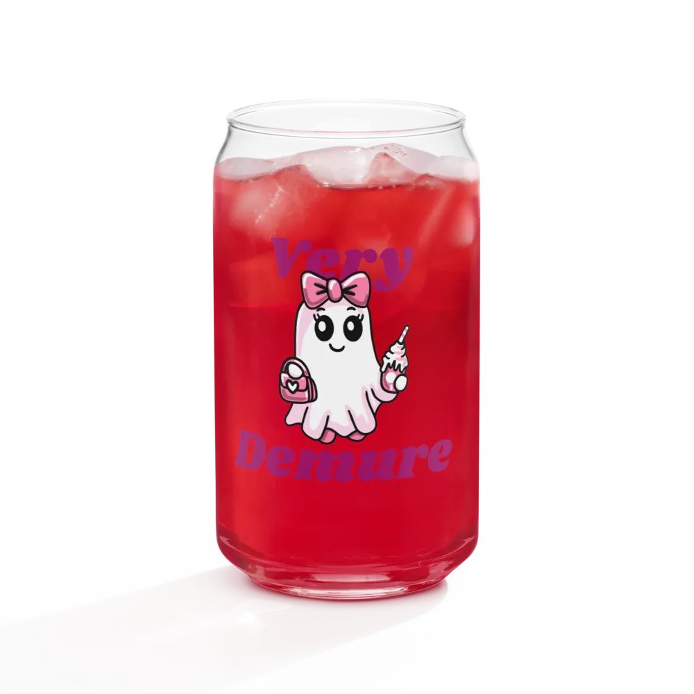 Very Demure Cute Ghost 16oz Can-Shaped Drinking Glass product image (4)