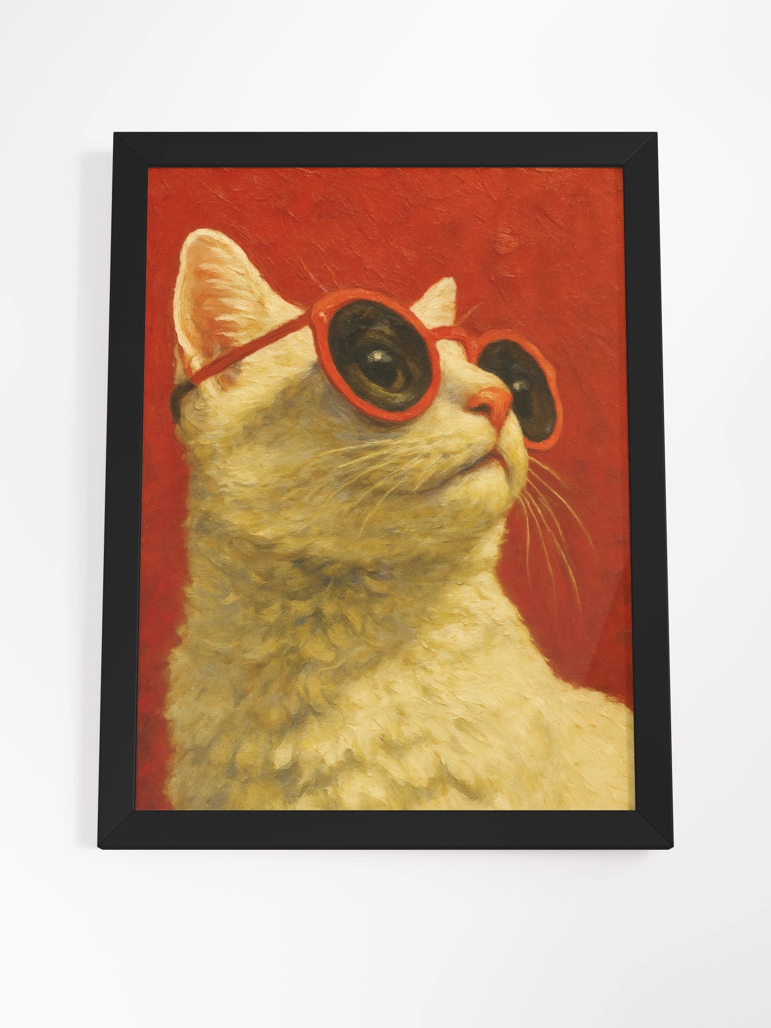 Framed Print - Stylish Cat Portrait 'Crimson Kitty' product image (4)