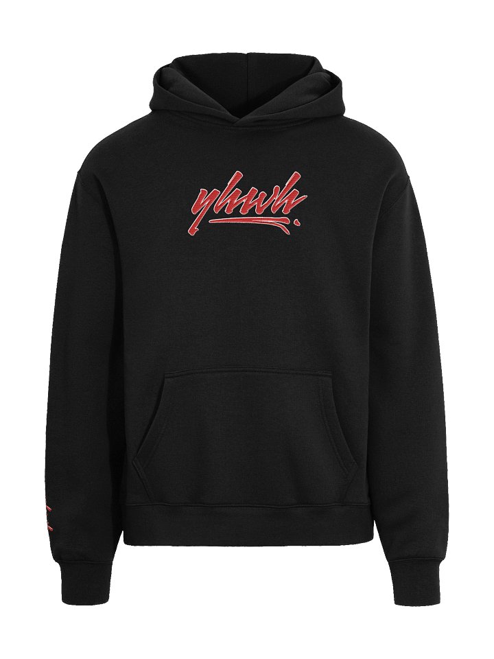YHWH - PREMIUM OVERSIZED Embroidered Hoodie Red on Black product image (2)