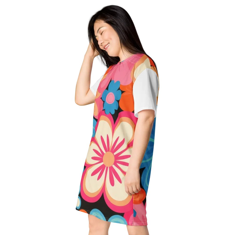 Retro Floral All-Over Print T-Shirt Dress product image (7)