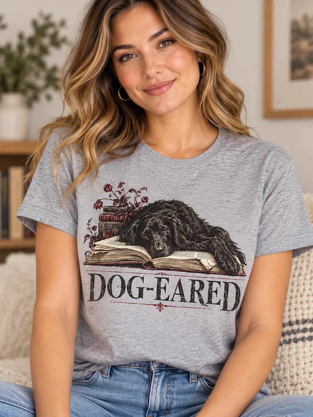 Book Lover Dog T-Shirt | Dog-Eared Graphic Tee | Reading Dog Shirt | Dark Academia Dog Lover Tee product image (2)