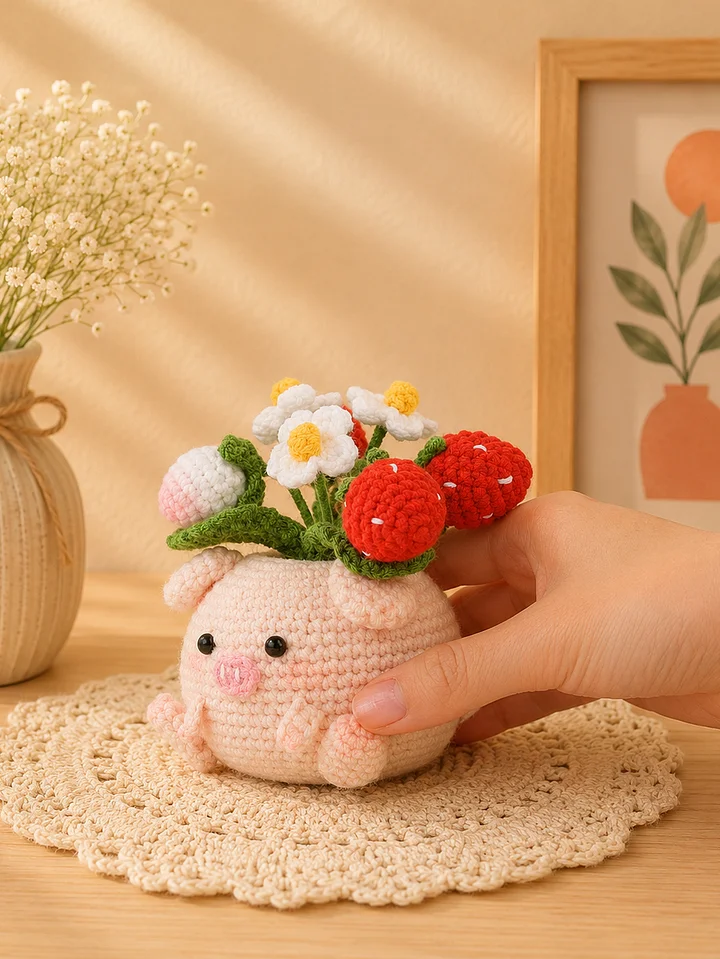 Strawberry Pig Pot Crochet Pattern product image (2)