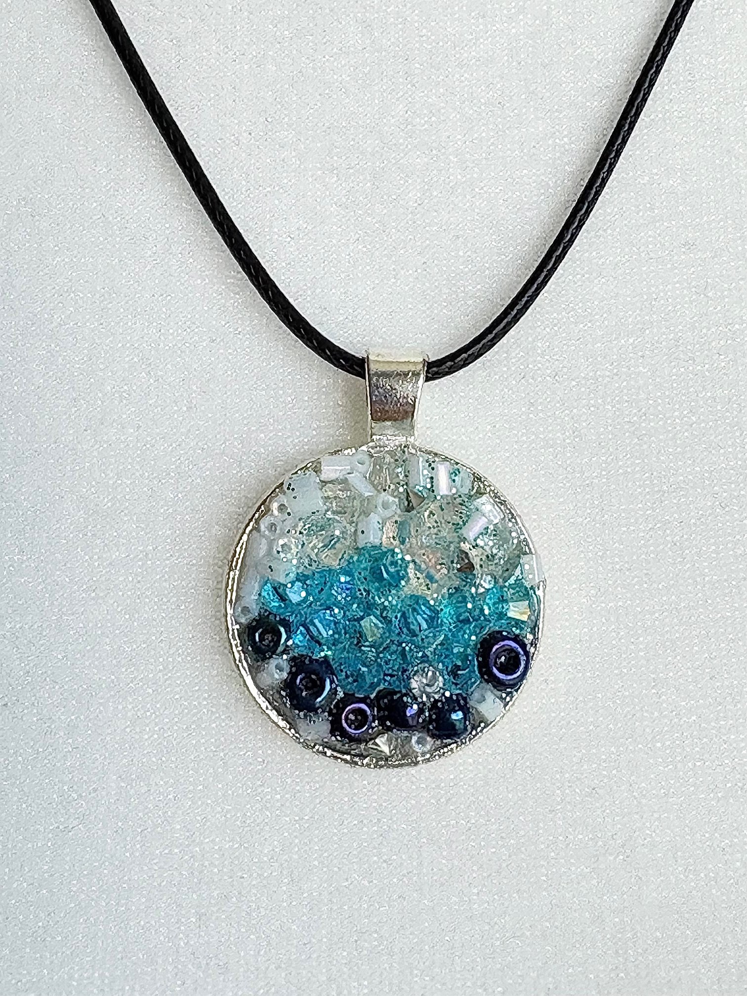 MFD-00008 | Ocean Dreamscape Pendant Necklace | Handmade Gradient Bead Art | Coastal Charm Jewelry by Monique Faella Designs™ product image (1)