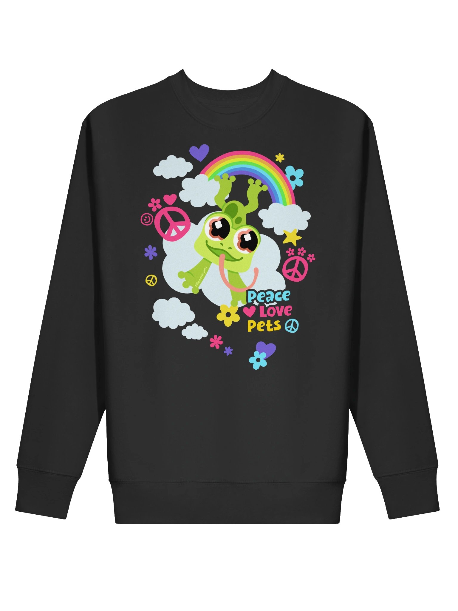 Peace Love Froggy Sweatshirt (dark) product image (2)