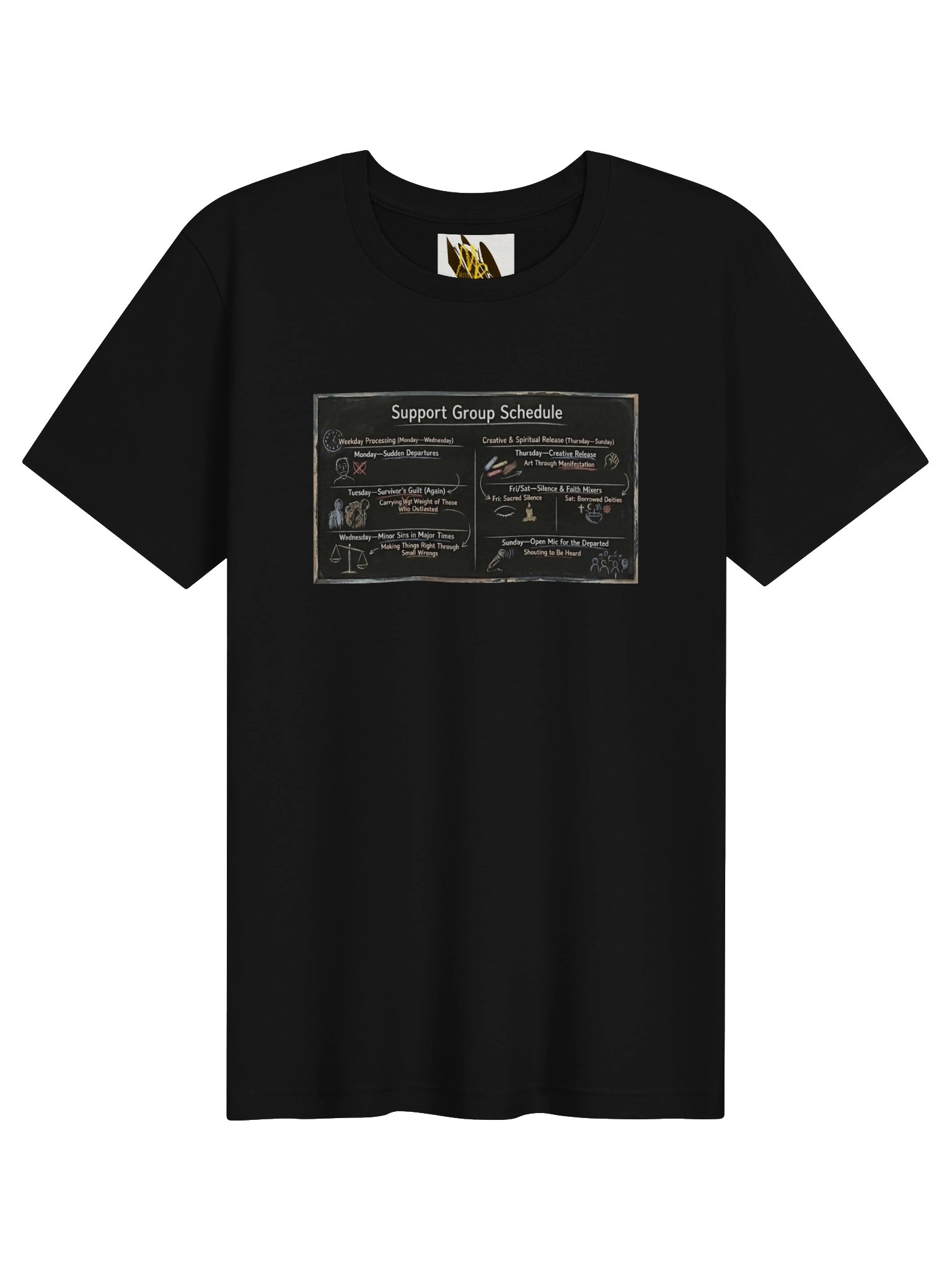 Support Group Schedule Chalkboard Tee product image (1)