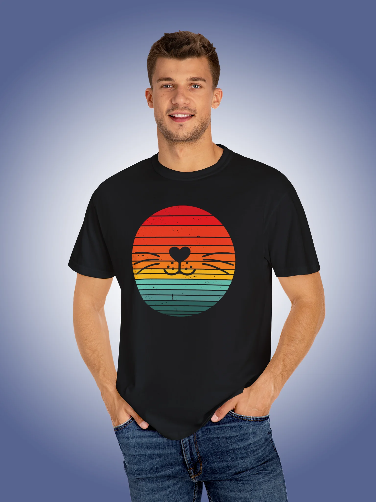 Retro Sunset Smiling Cat product image (1)