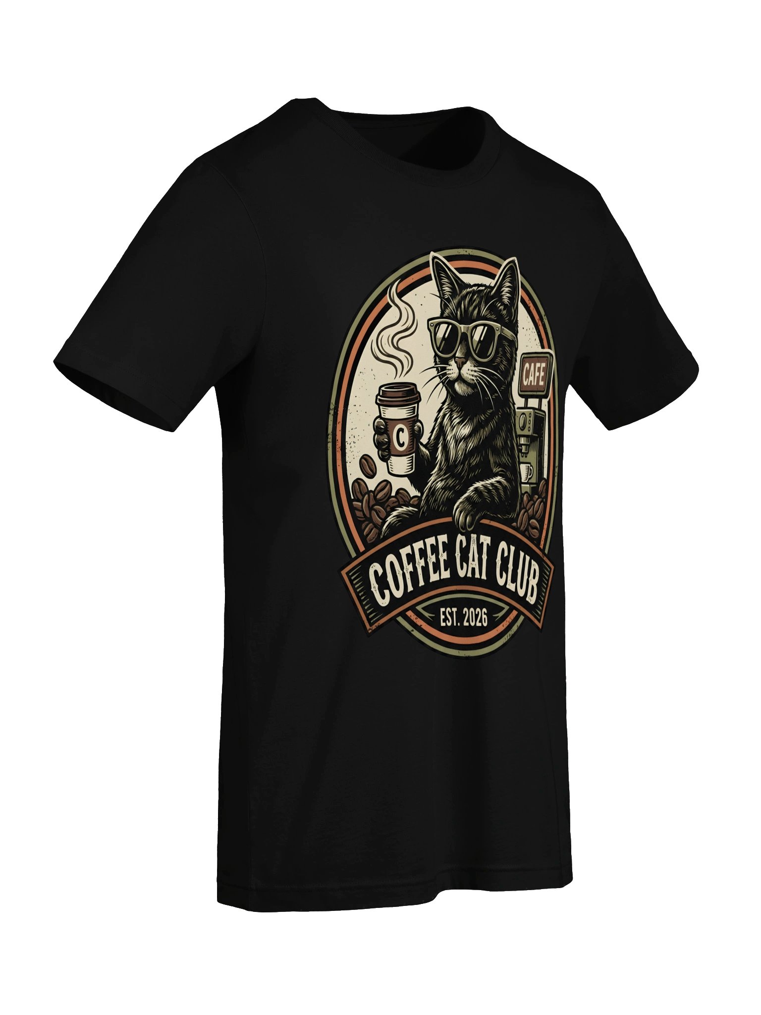 Coffee Cat Club Vintage Tee | Black Cat Sunglasses Shirt product image (7)