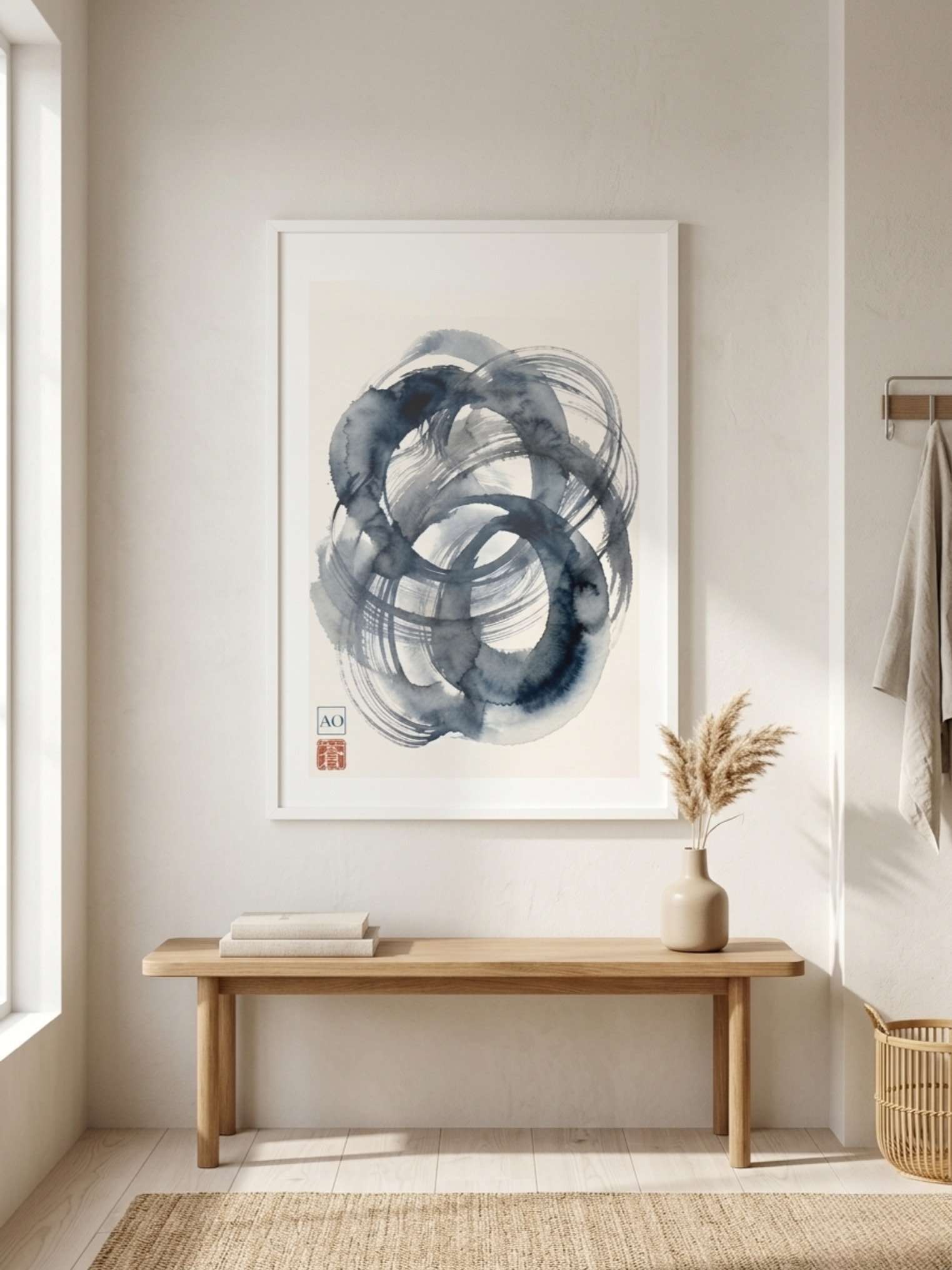 Japanese Indigo Ink Art Print | Eternal Echo No.02 | Framed Wall Art - AO Japan Blue product image (5)