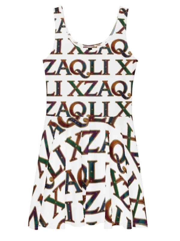 XZAQLI Ivory Monogram Skater Dress product image (1)