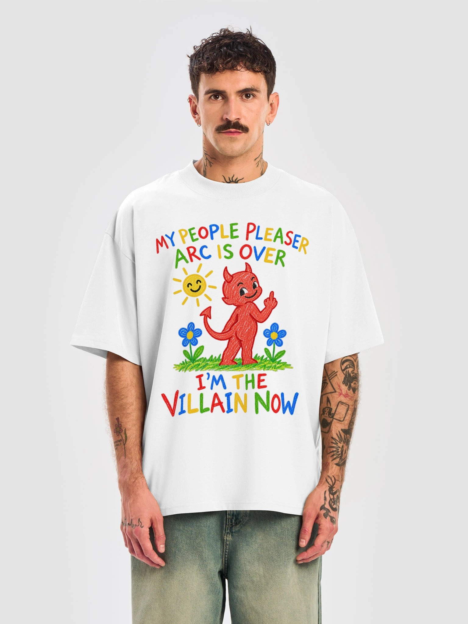 T-Shirt Unisexe Oversize Coton Bio Poids Lourd - I'M THE VILLAIN NOW product image (2)