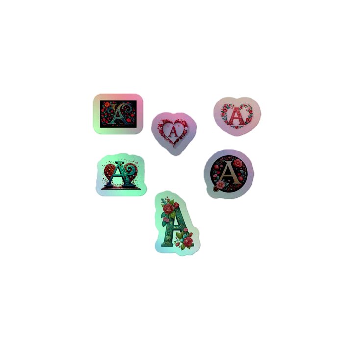 All A's Valentine’s Monogram Holo Sticker Pack product image (1)