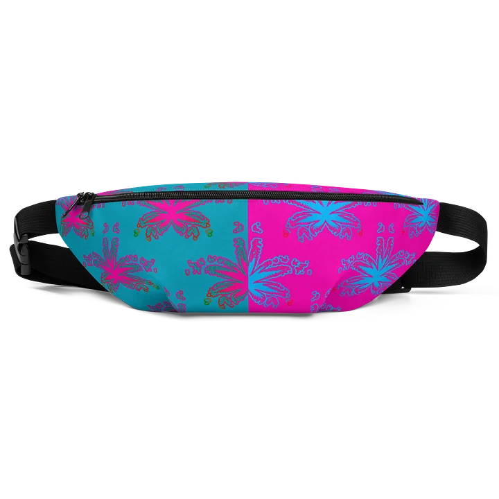 Pot Leaf Pattern 420 Fun Fanny Pack, Cotton Candy Color Cannabis Bag, Pink Blue Weed Art Accessory product image (1)