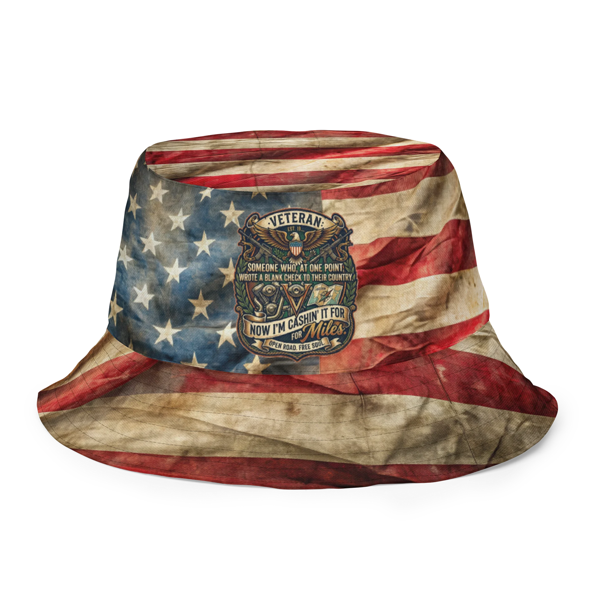 Murican Flag, Faded, MötoGraffitti Logo'd Reversible Boonie Cap product image (7)