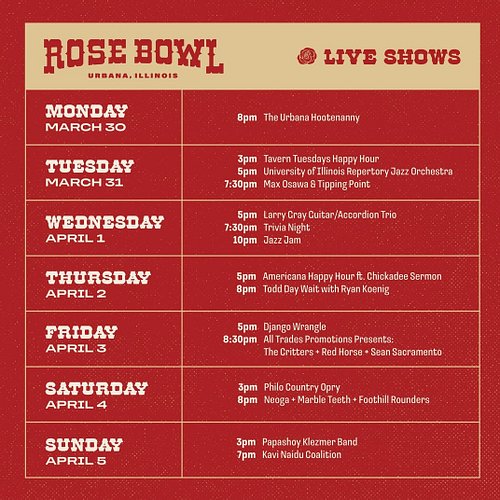 Reminder: we're playing Saturday night at the Rose Bowl at 8pm. 

Come hang out with us for a bit, then stick around for Marb...