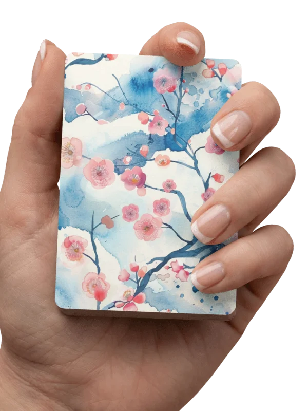 Traditional Japanese Watercolor Poker Cards - Pink Plum Blossom Deck product image (3)