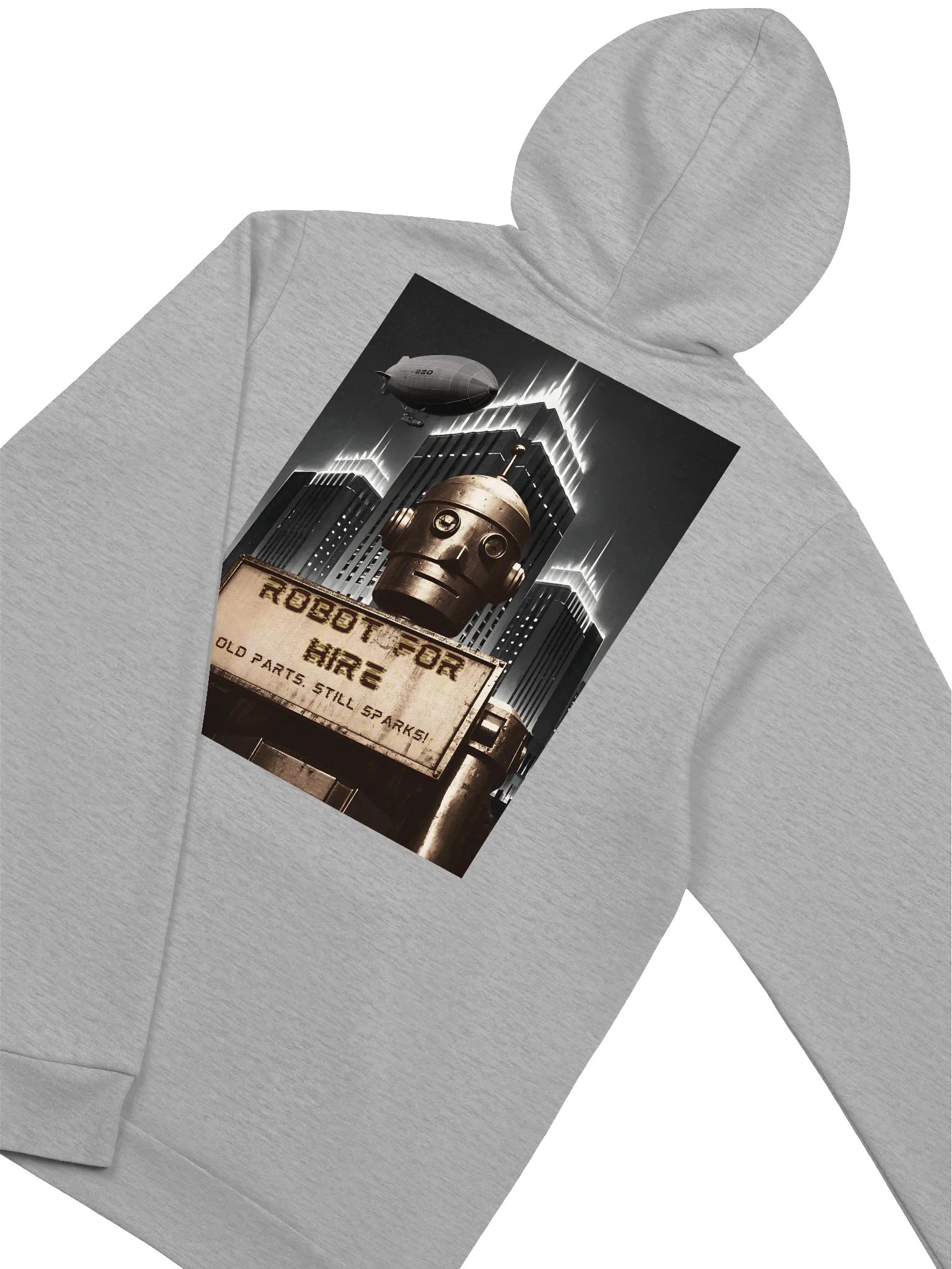 Robot For Hire Art Deco Hoodie Back Graphic - Vintage Sci-Fi Style product image (1)