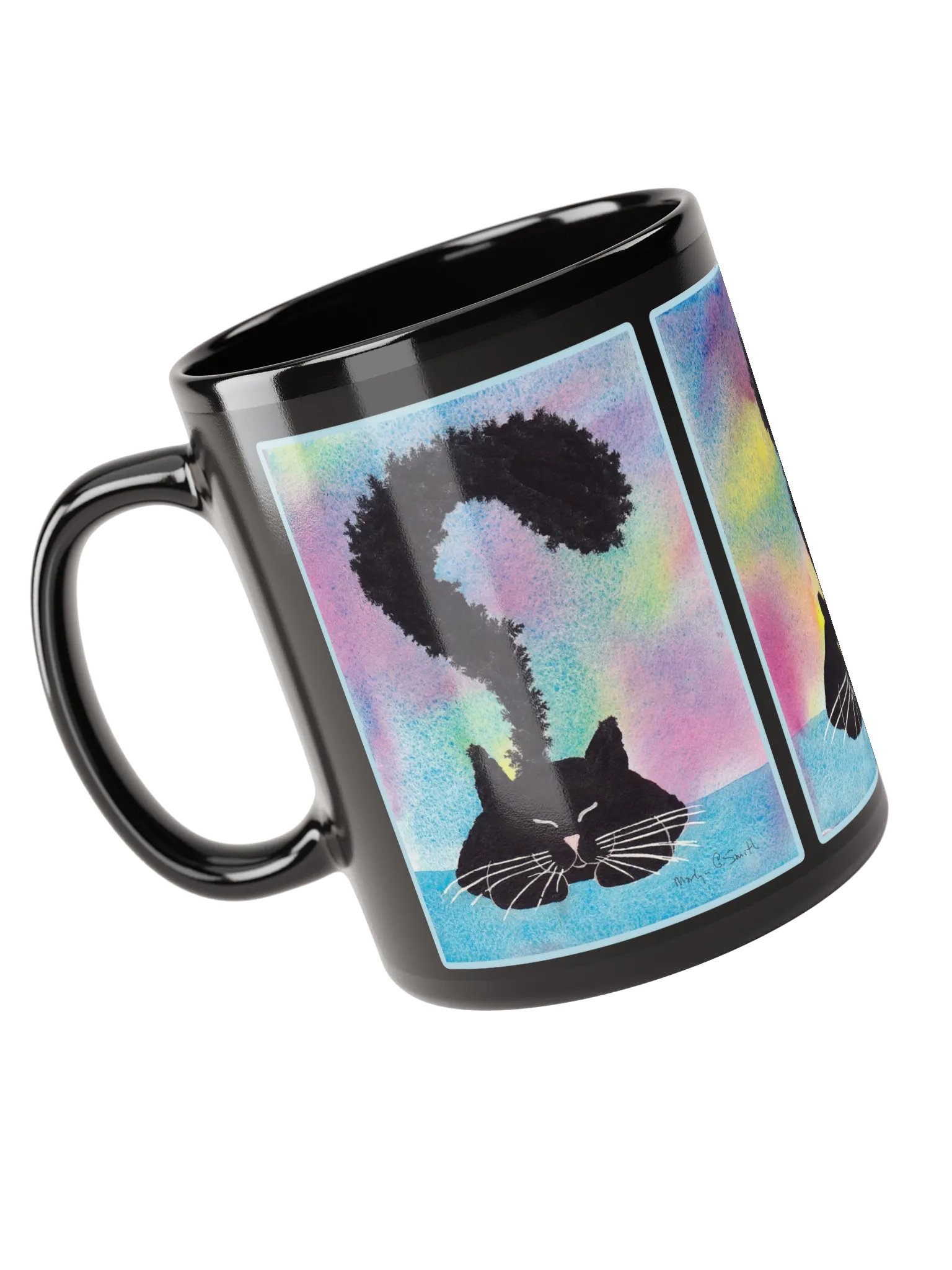 Black Kitty Coming to Full Attention on Black Ceramic Mug product image (4)