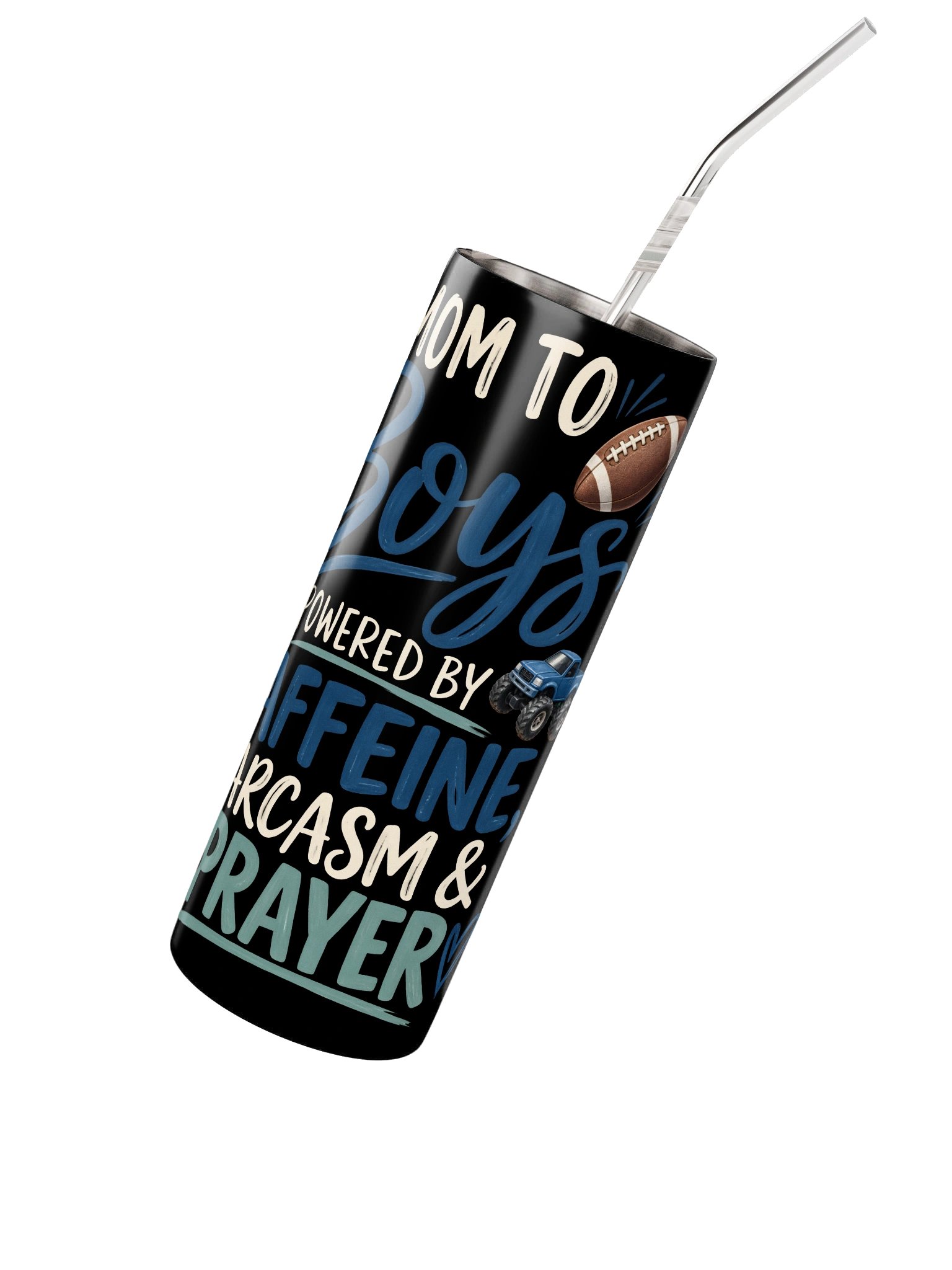 Mom to Boys—Caffeine, Sarcasm & Prayer Tumbler product image (2)