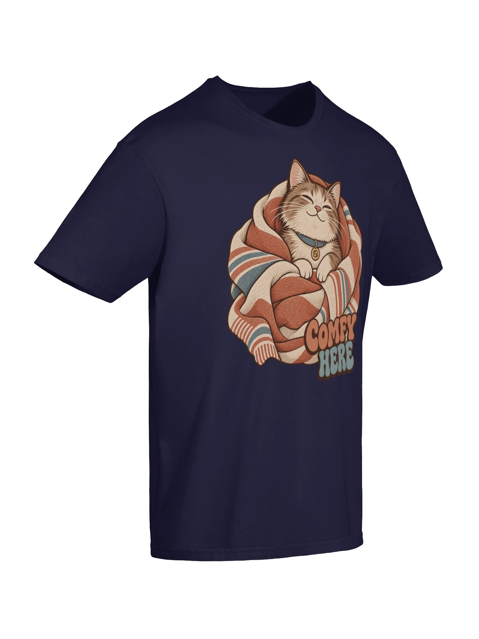 Cancer Comfy Here Cat Zodiac T-Shirt product image (6)