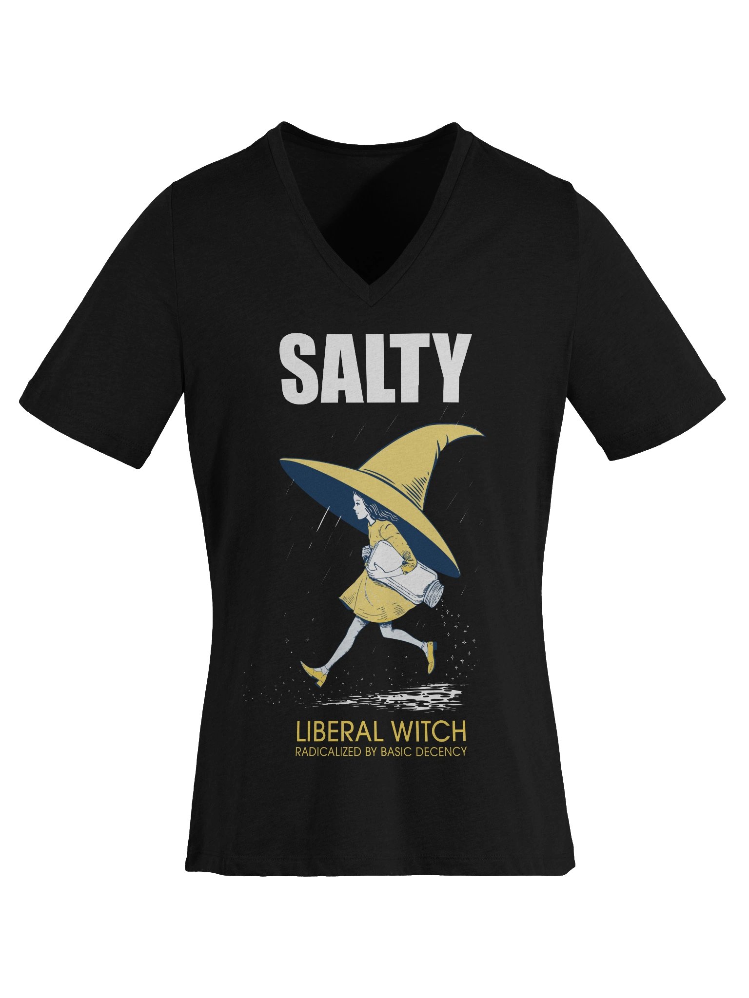 Salty Liberal Witch V Neck T-Shirt, Radicalized By Basic Decency, Progressive V-Neck Shirt product image (21)