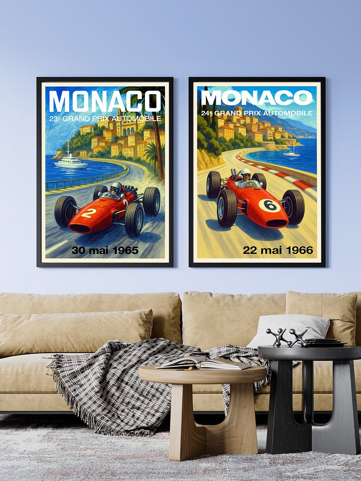 Monaco Vintage F1 Grand Prix 1966 Art Poster — Auto Racing Wall Art, Formula 1 Print product image (2)