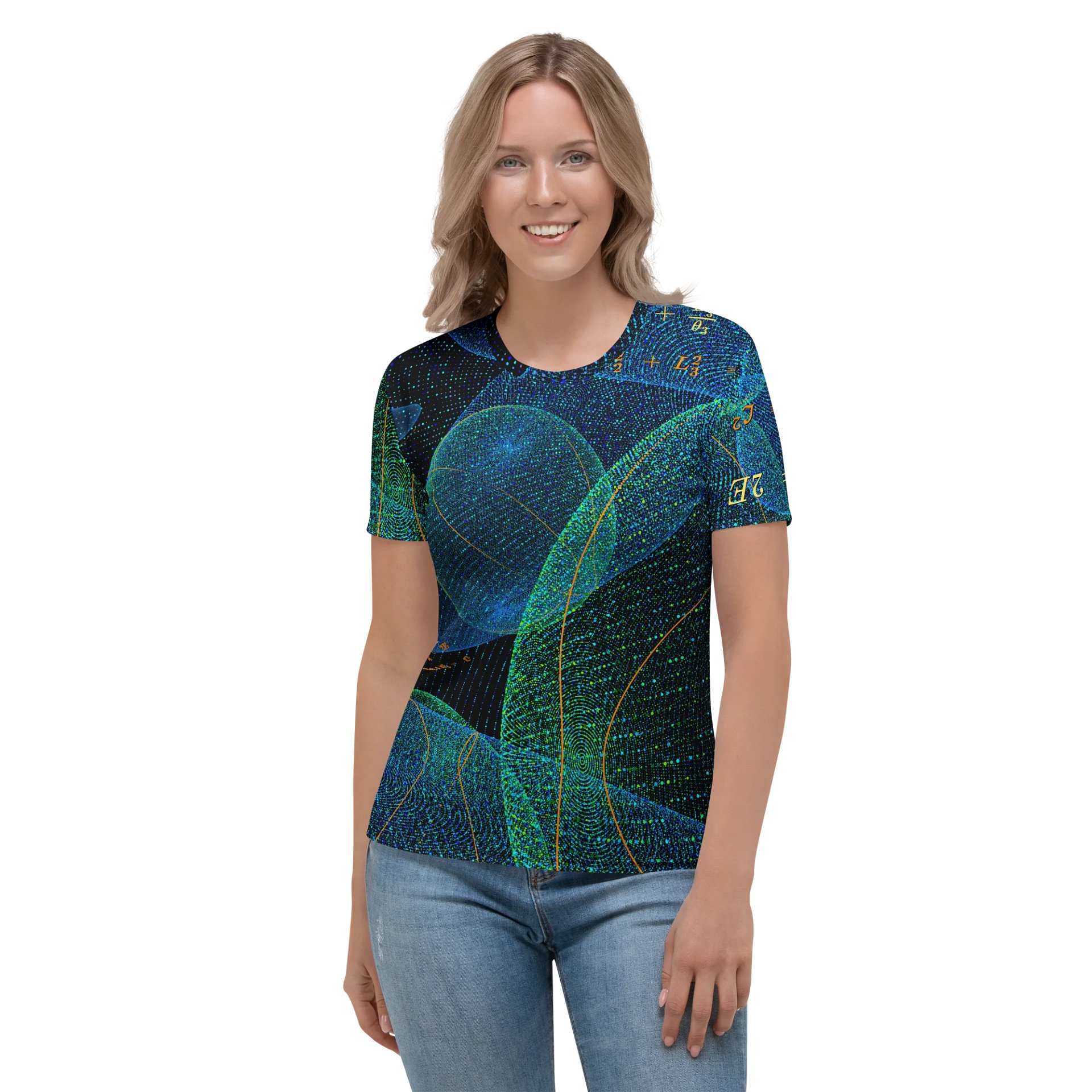 Poinsot's Pixel Spaceship 3 - Physics of the Gyroscope Women's Crew Neck T-Shirt product image (2)