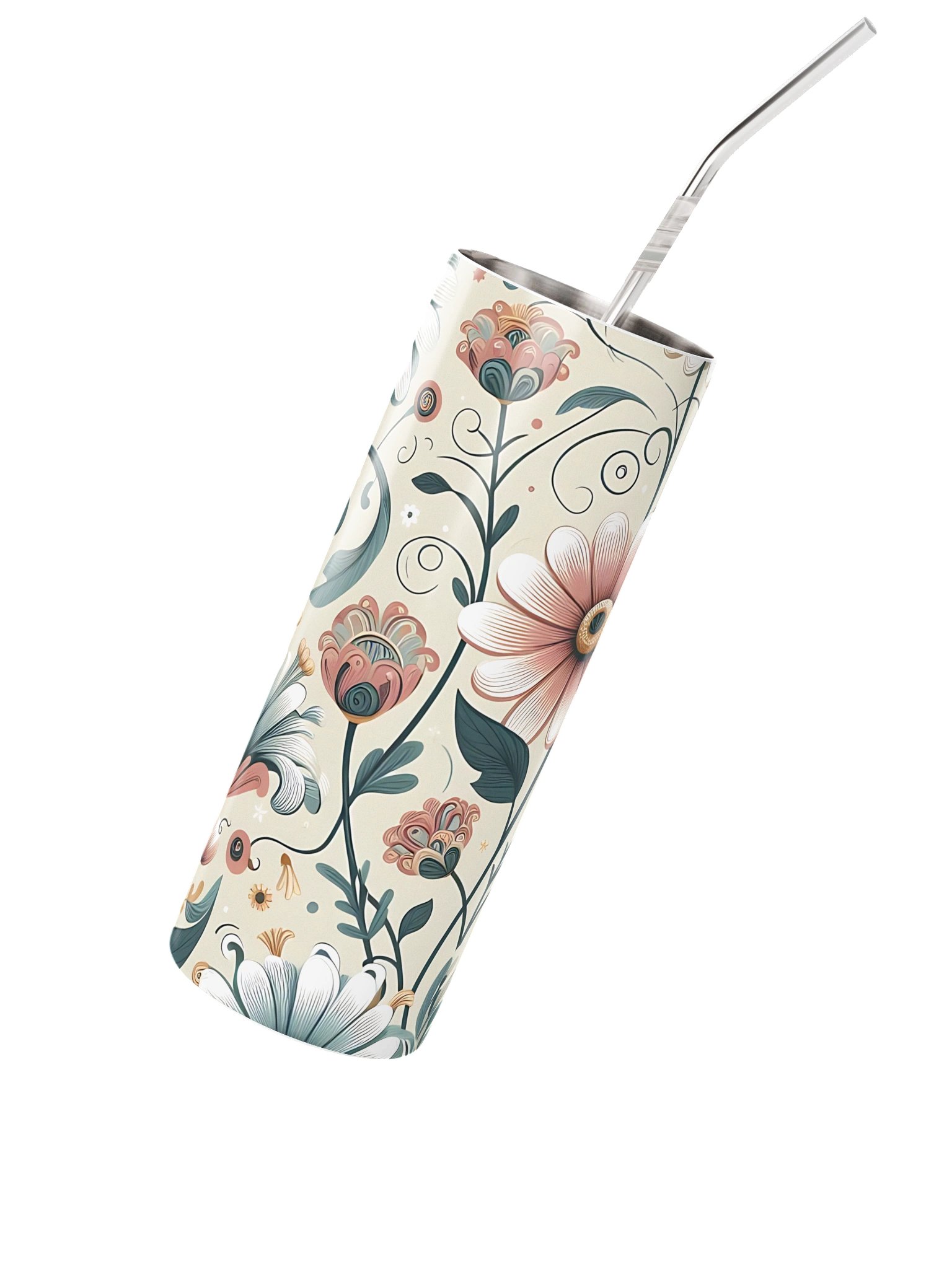 Vintage Garden Floral Tumbler | Elegant Botanical Travel Cup product image (2)