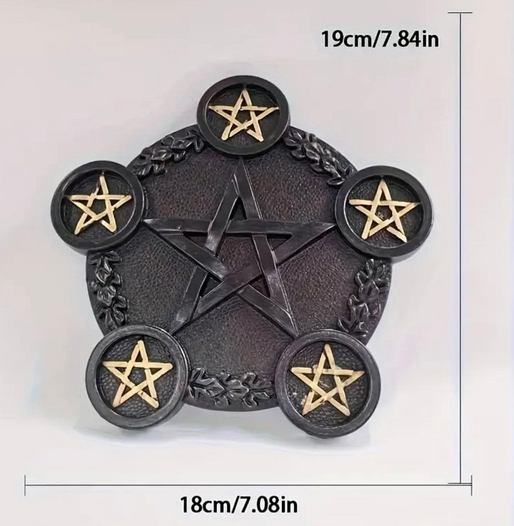 ‏Resin Pentagram Altar Plate – Mystical Star Tray, Home & Candle Décor طبق مذبح نجمة خماسية من الراتنج – زينة غامضة للمنزل والشمع product image (4)