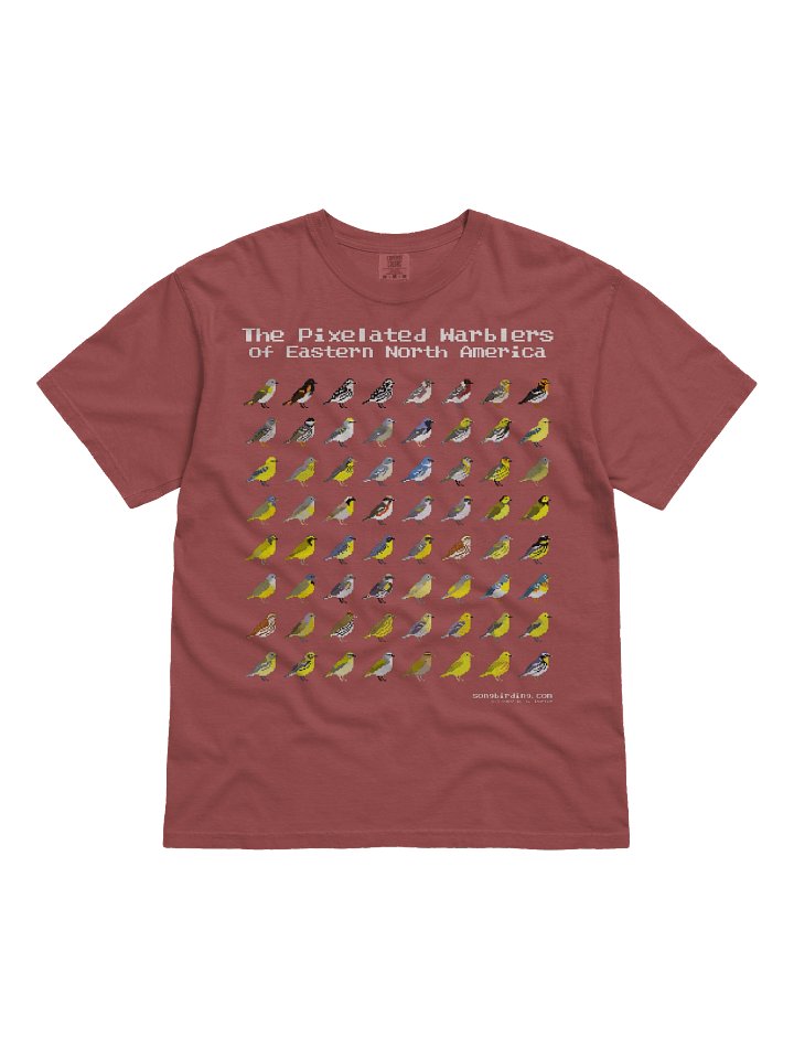 The Pixelated Warblers of Eastern North America Heavyweight Tee (white text) product image (1)