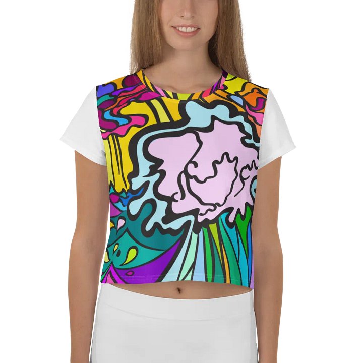 Vibrant Swirls All-Over Crop Tee - Wave at Sunset product image (1)