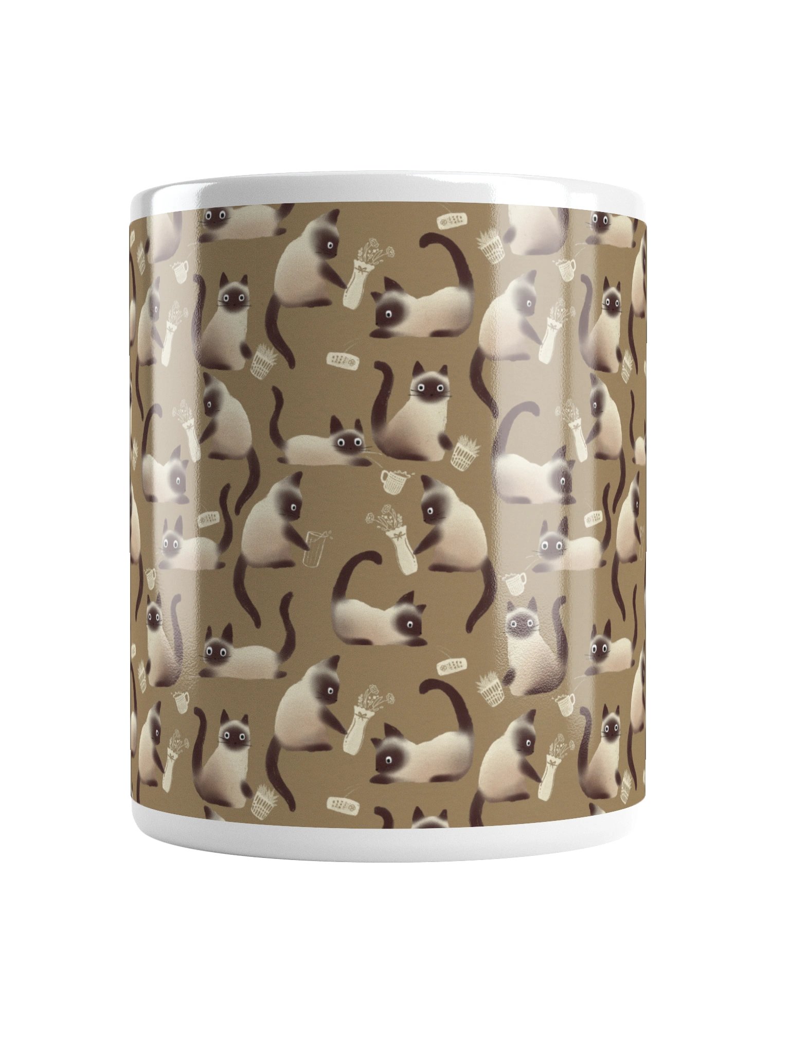 Bad Siamese Cats Knocking Stuff Over Coffee Mug, Brown product image (6)