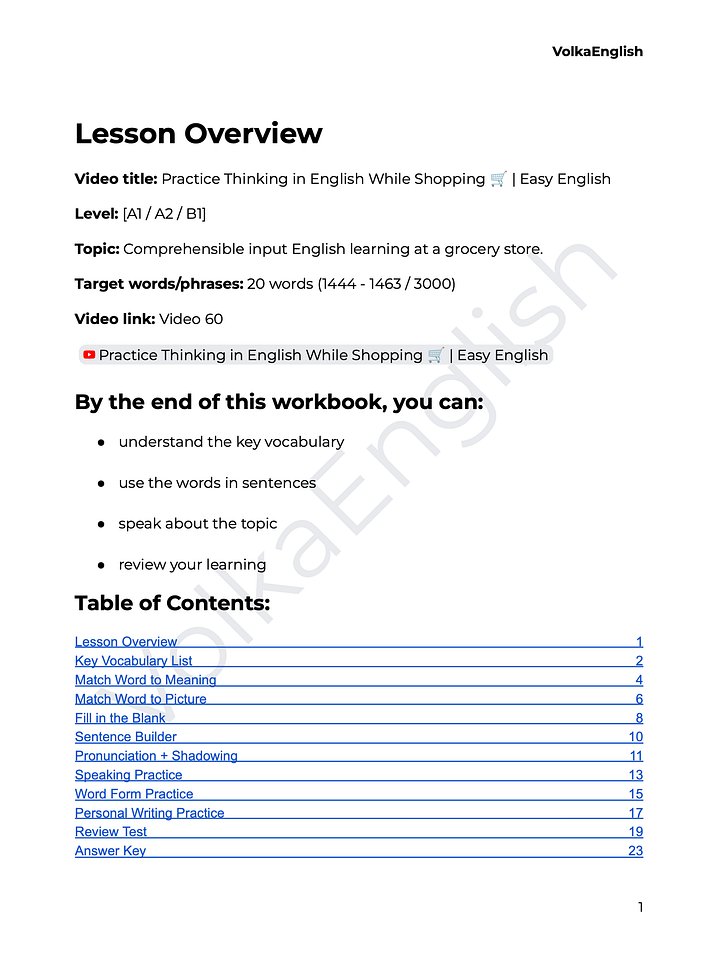 Practice Thinking in English While Shopping 🛒 | Easy English - Video 60 Study Pack product image (2)
