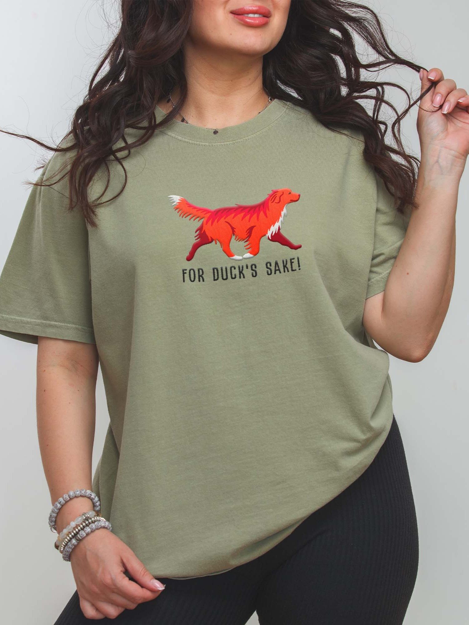 For Duck's Sake T-Shirt(Embroidered) of a Nova Scotia Duck Tolling Retriever(Red) product image (2)