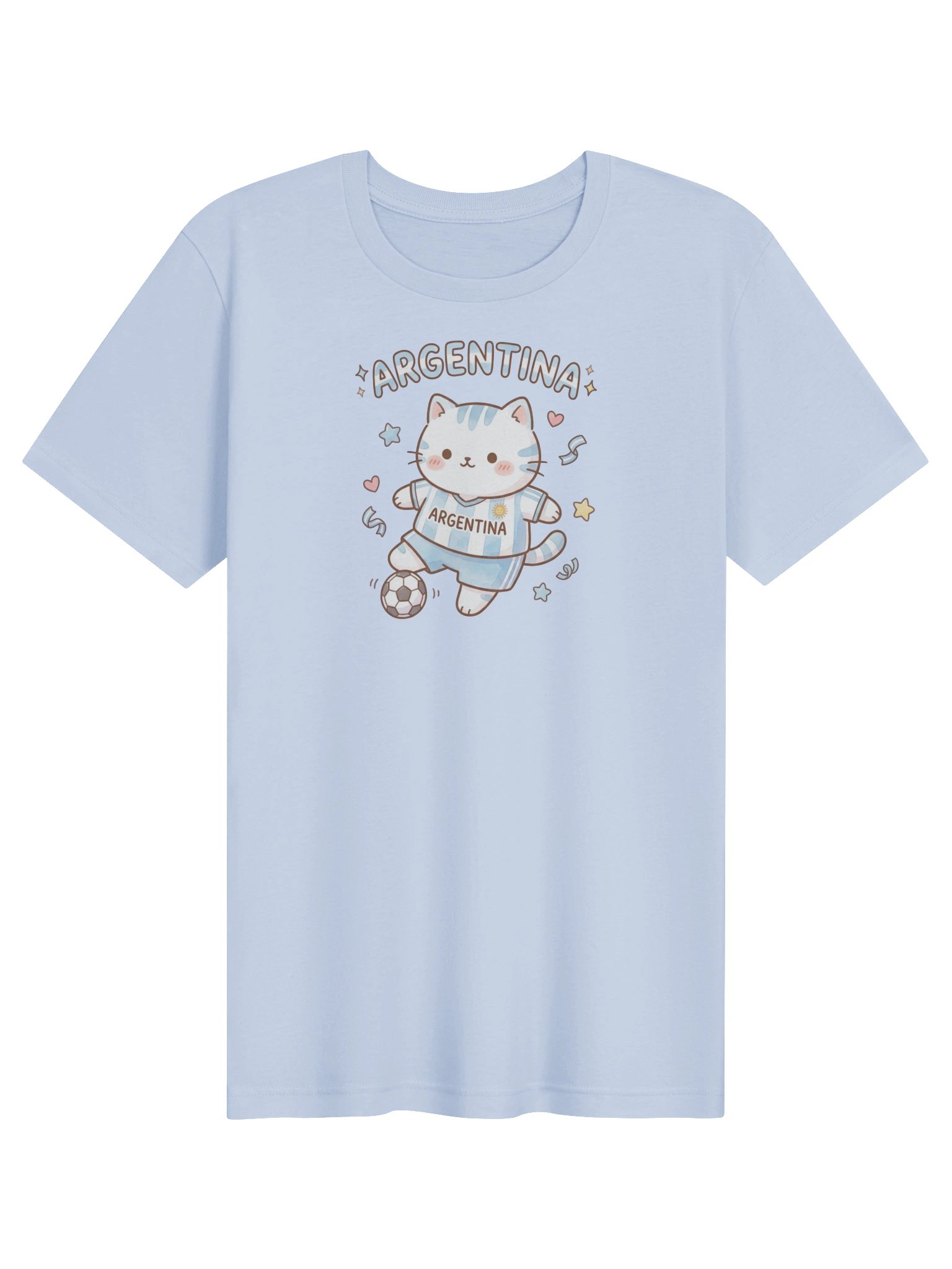 Argentina Soccer Cat Shirt, Cute Argentina Fan Tee, Kawaii Football Supporter T-Shirt product image (11)
