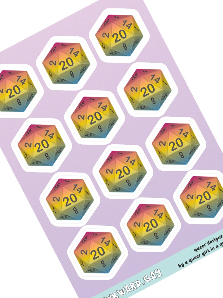 Pansexual Pride D20 Sticker Sheet product image (1)