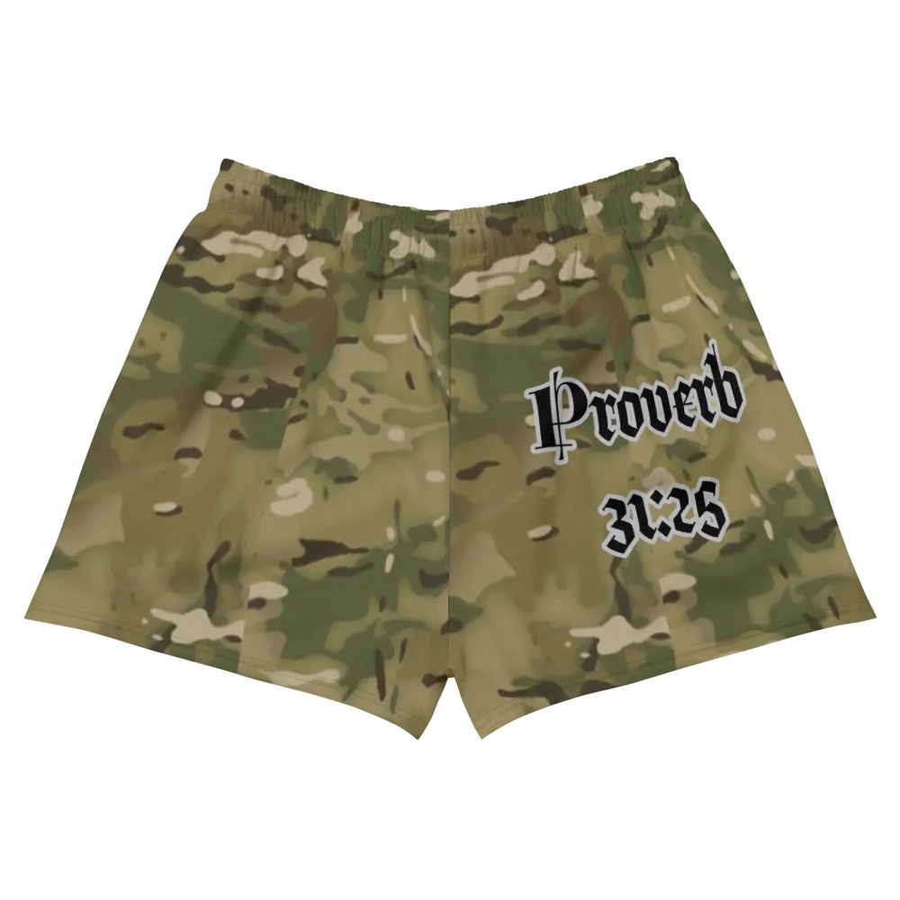 Faithful Camo: Proverb 3:25 Motion Women's Athletic Shorts - Multicam product image (6)