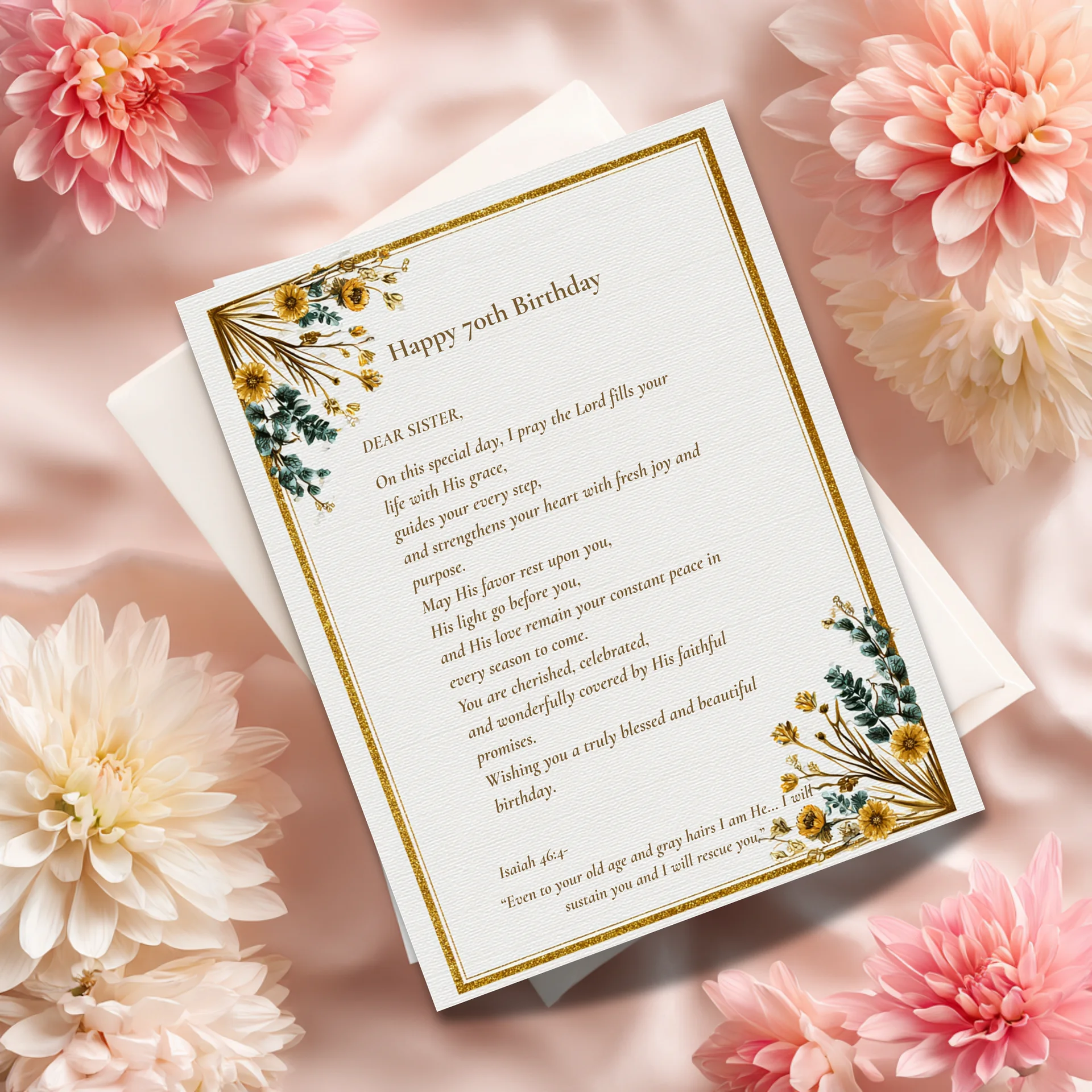 Sister 70th Birthday Card • Christian Blessing Printable with Scripture • Milestone Gift product image (2)