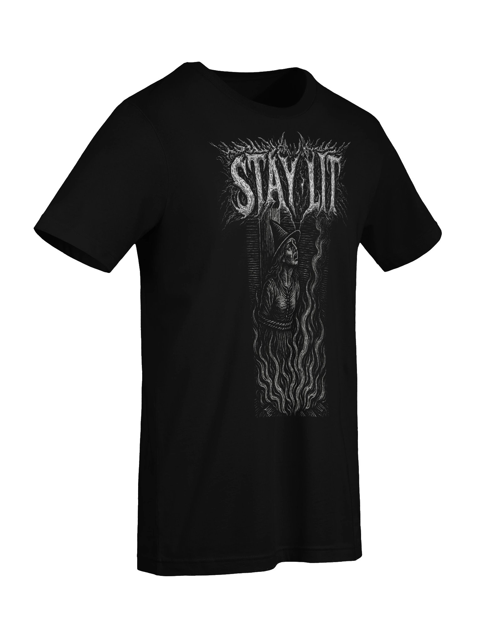 STAY LIT - witch burning at the stake, funny, vintage woodcut, meme T-Shirt product image (9)