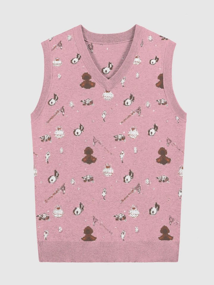 Magical Girl Raising Project Knitted V-Neck Vest Strawberry Colorway product image (3)