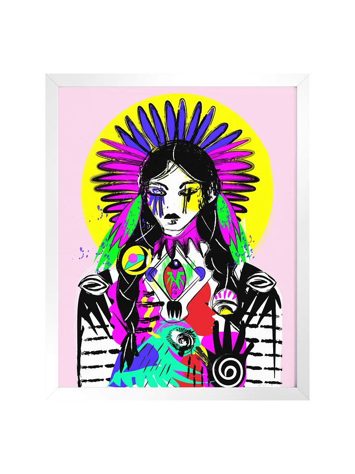 Framed Poster Wall Art: Keeper of many worlds | pink background product image (1)