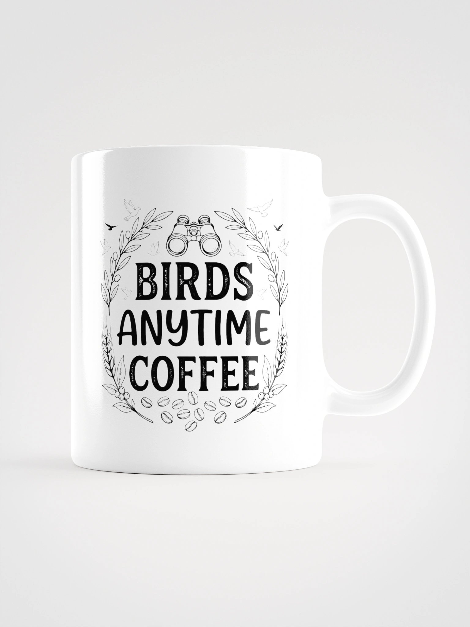 Birds Any Time Coffee Ceramic Mug – Birdwatching & Coffee Lover Gift Cup product image (2)