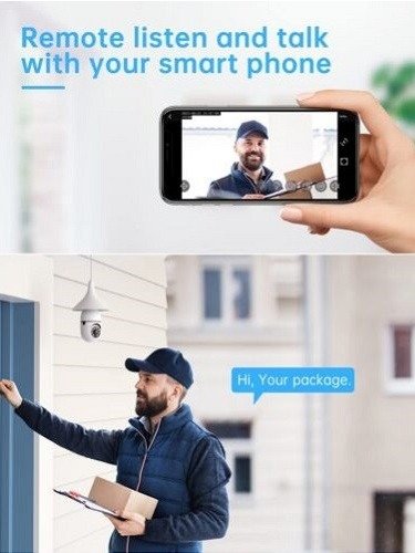 1080p Smart WiFi Panorama Light Bulb Camera - Outdoor Wireless Security Cam product image (2)