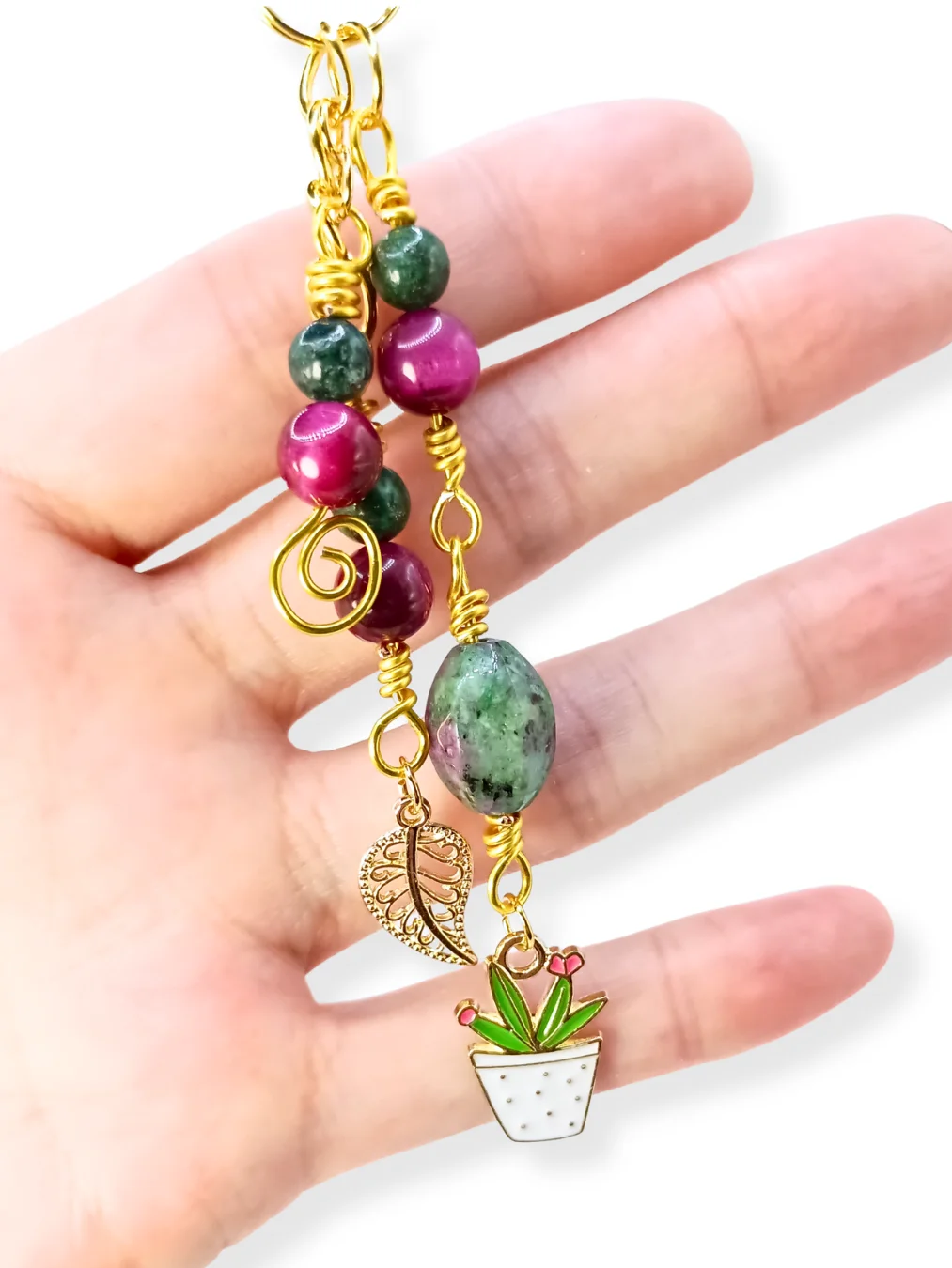 Little Plant Purse Charm | Ruby Zoisite, Silver-Tone | "Feed Me, Seymore!" product image (6)