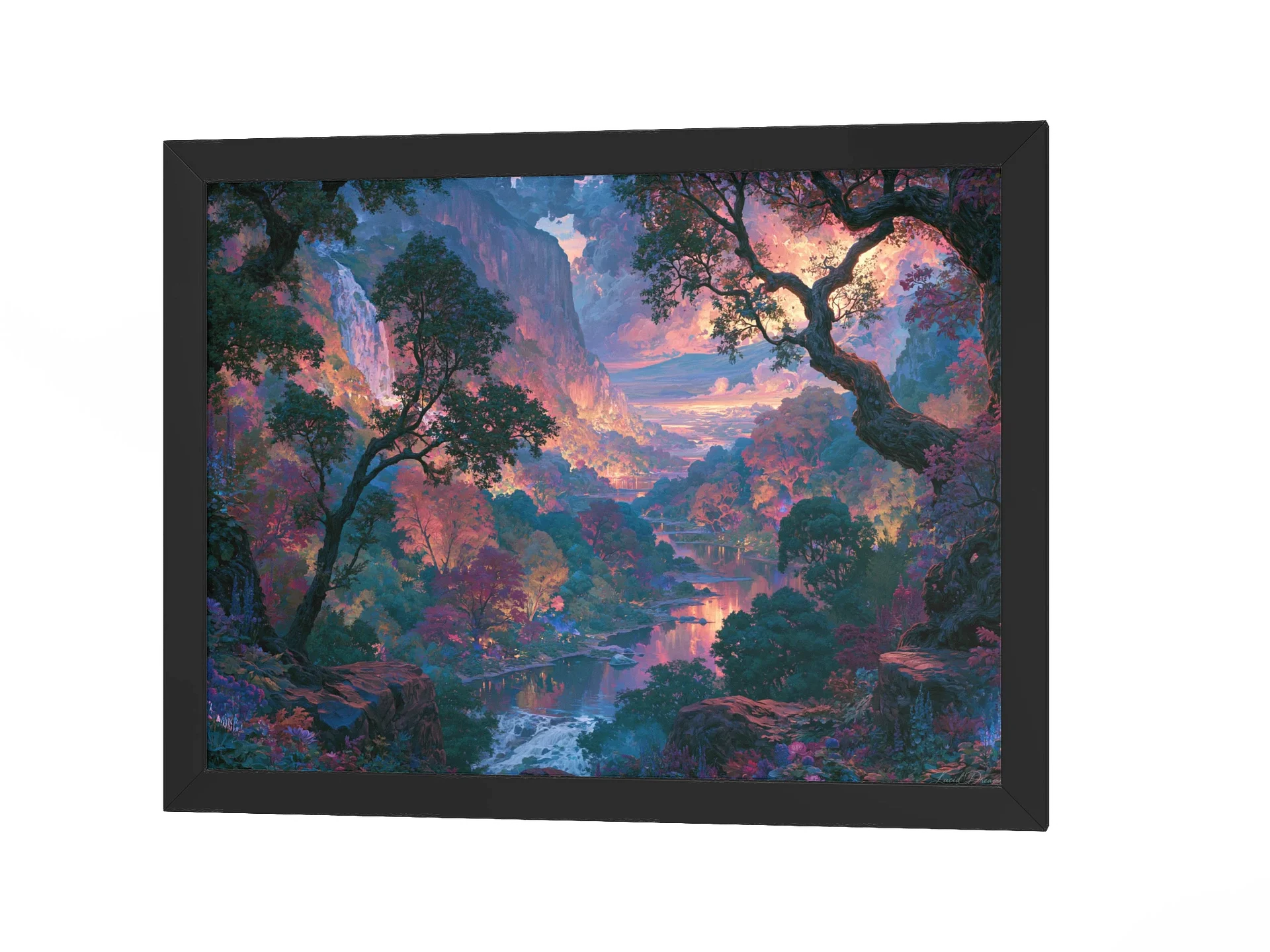 Twilight Forest Framed Art Print — Twilight Valley of Trees product image (4)