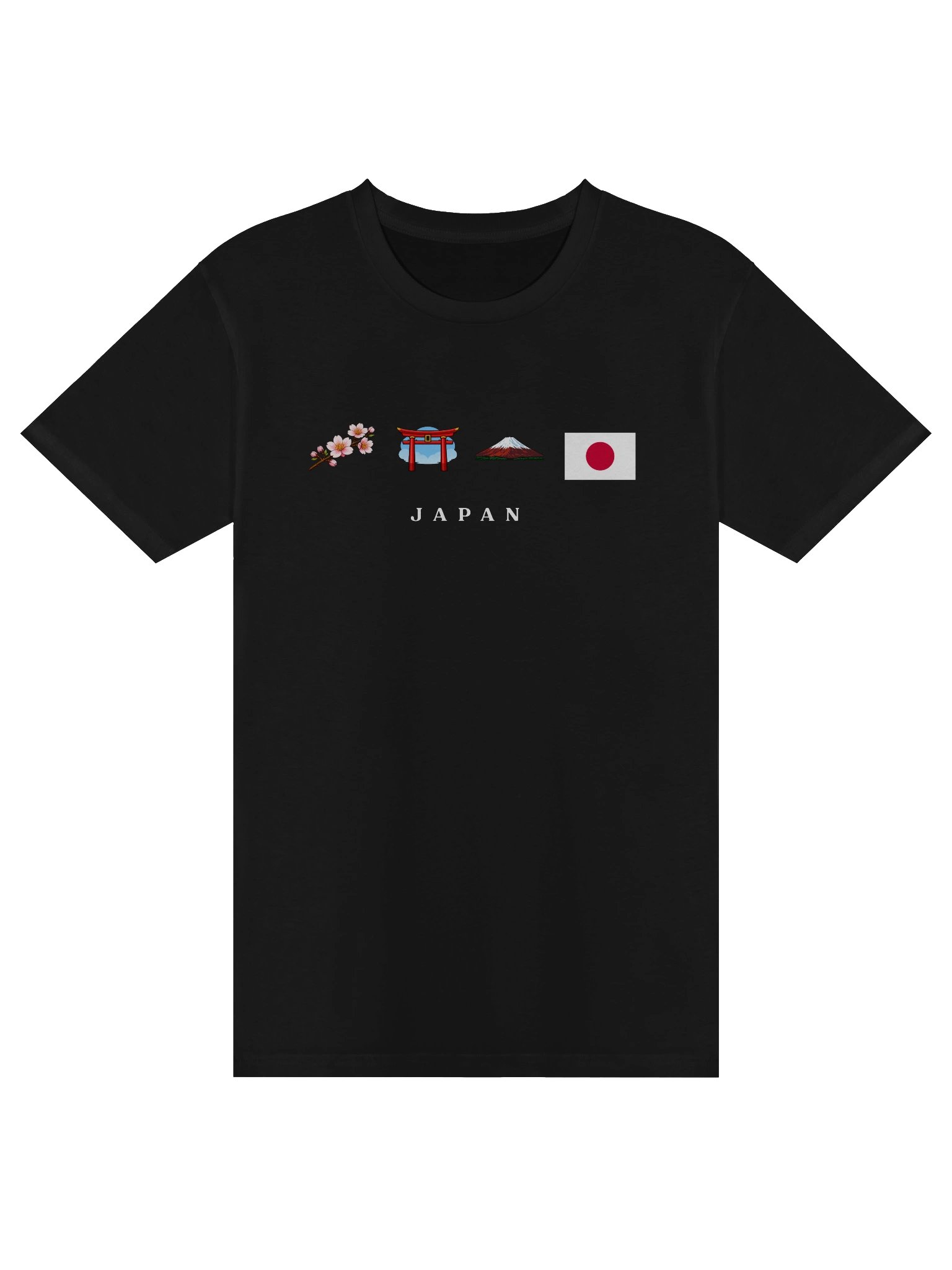 Japan Heritage Black T-Shirt | Mountain, Gate & Blossom Graphic on Premium Cotton product image (1)